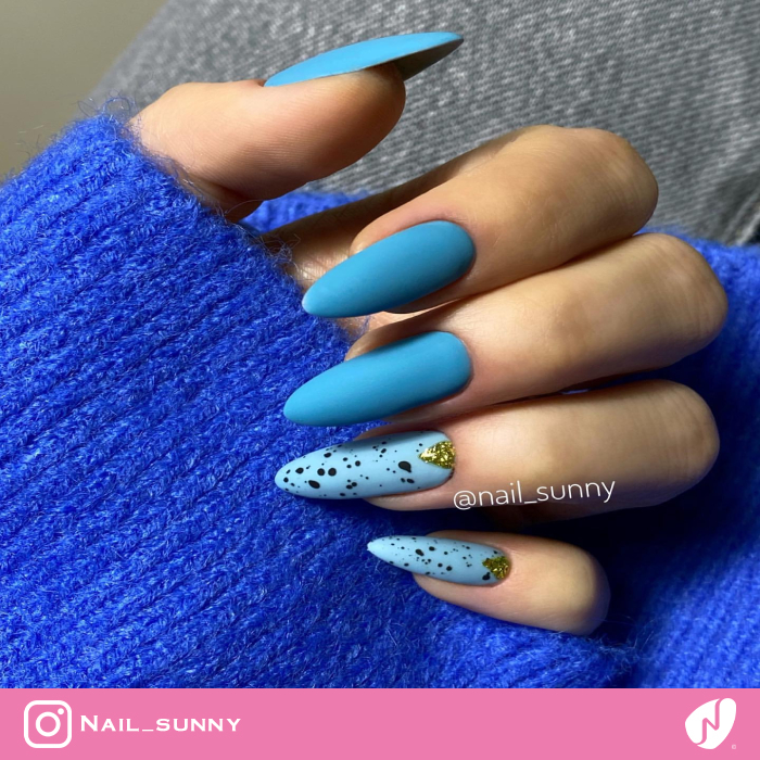 Blue Accents Eggshell Nail Art